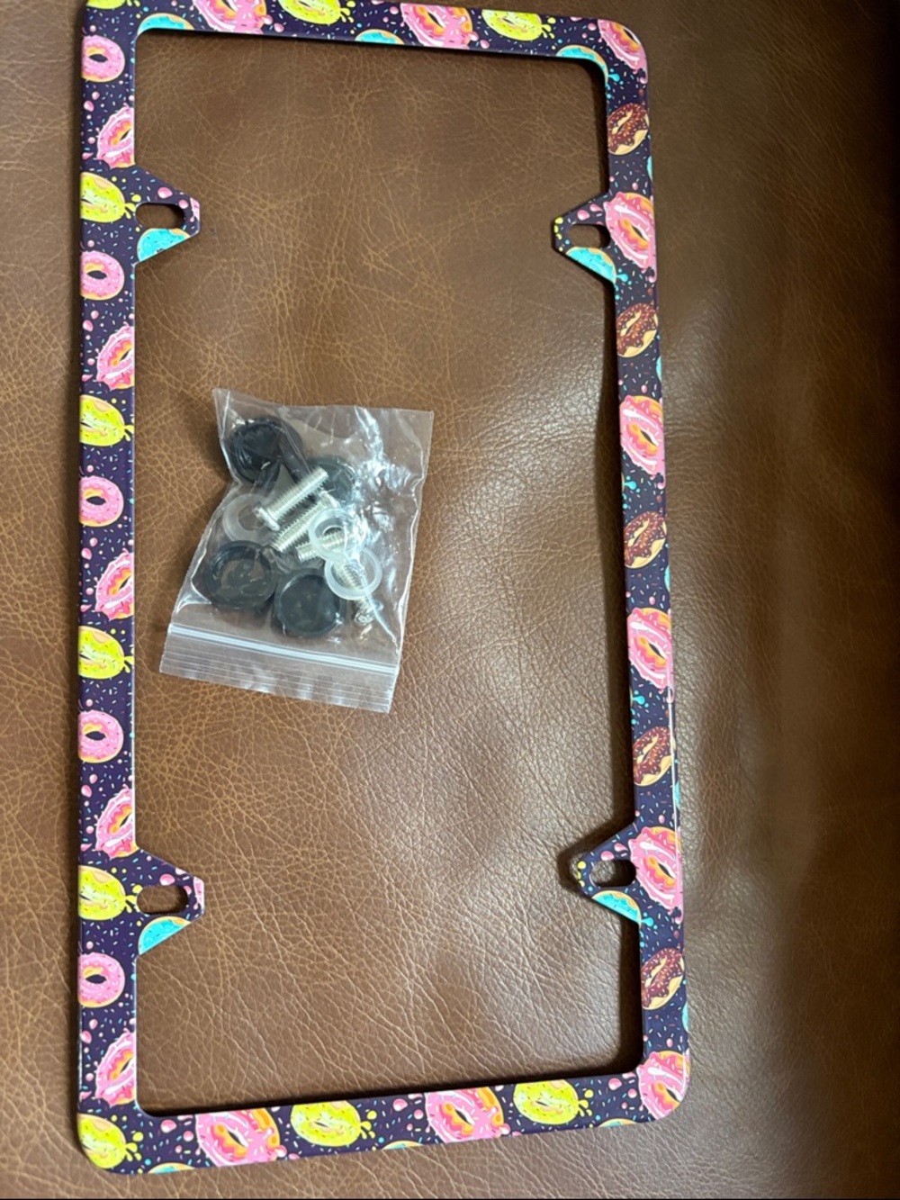 Colorful Donut Pattern License Plate Frame - Picture 7 of 7